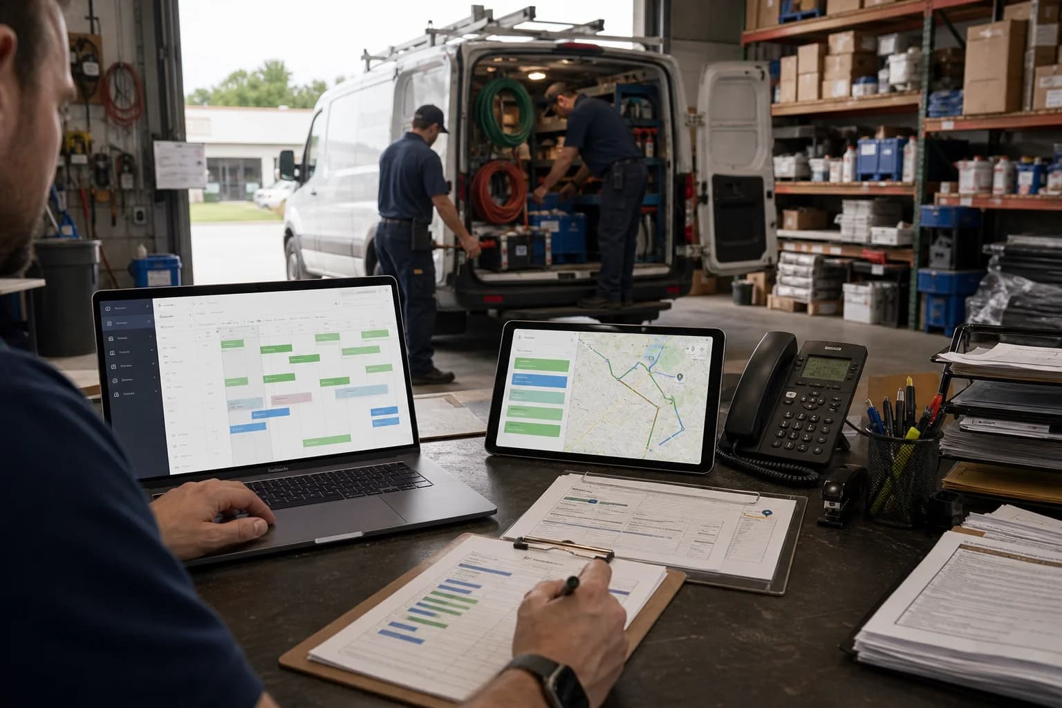 Dispatcher turning online bookings into scheduled service jobs
